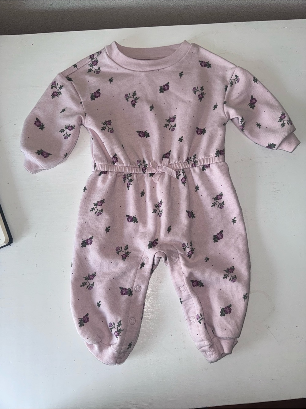 Carter's Light Pink Floral Footed One-Piece